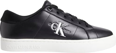 Calvin Klein Herren Cupsole Sneaker Leder, Schwarz (Black/Bright White), 45 im Sale